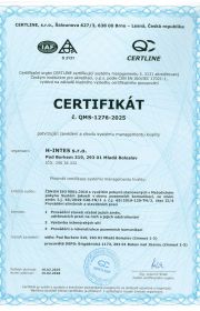 certifikát jakosti ČSN EN ISO 9001:2016 od listopadu 2003